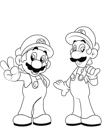 Luigi With Mario Coloring Page